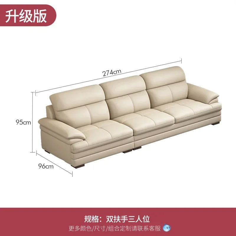 G80 Leather sofa modern simple living room first layer cowhide combination latex straight row corner