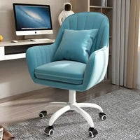 Velvet Upholstered Ergonomic Office Chair Height Adjustable Swivel Computer Armchair for Bedroom Home Use