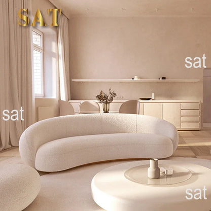 -Contemporary Minimalist Sectional Sofa Set Wood Frame with Curved Sleeper Sponge Filled for Home Hotel or Apartment