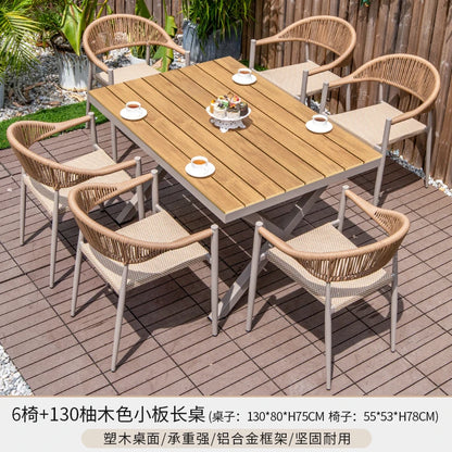 Outdoor table and chair courtyard villa leisure open-air balcony rattan chair Internet celebrity waterproof sunscreen garden