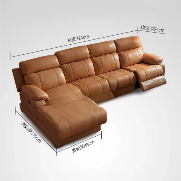 Nordic Tech Smart Electric Reclining Sofa Set Functional Genuine Leather Sofa Cama L Shape Sectional Couch