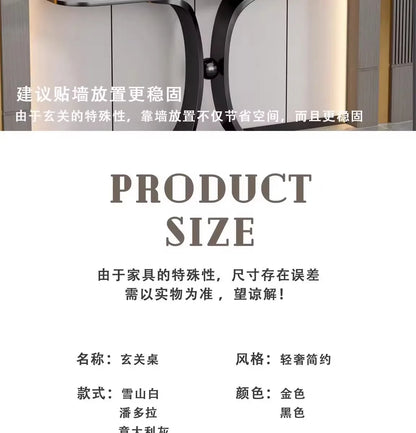 Light luxury entrance table New Chinese  table against the wall Living room Semicircular