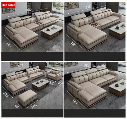For Nordic 1 2 3  L Shape Luxury Leather Living Room Furniture Sectional Sofa Couch