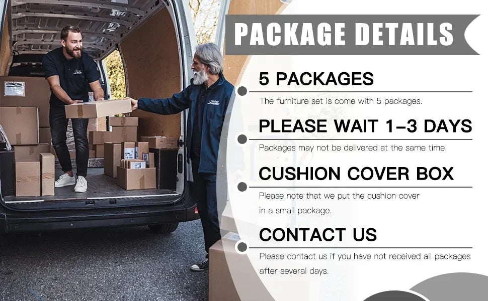 PatioLix 8 Piece Patio Furniture with 44"Propane Gas Fire Pit Table. Outdoor Sectional Conversation Set Wicker Rattan Sofa