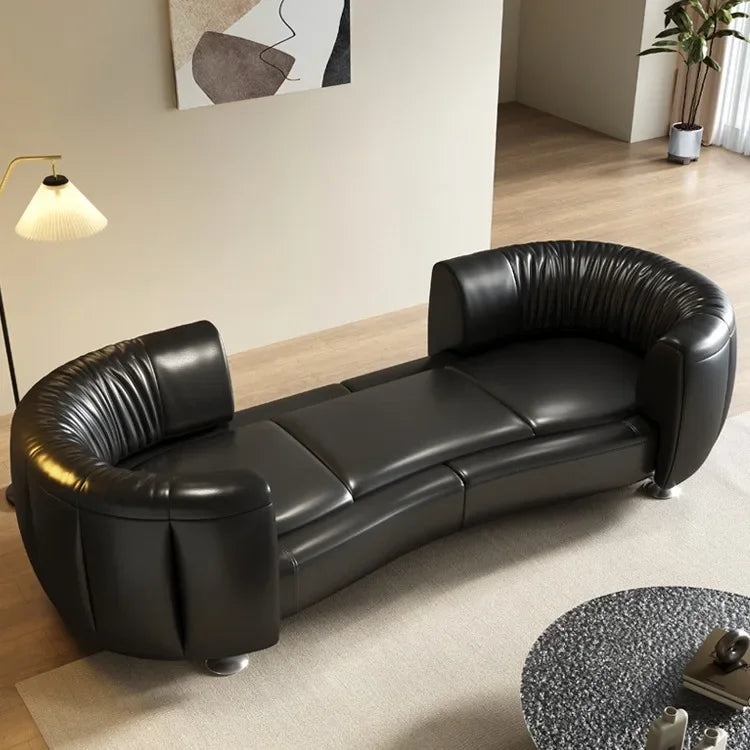 Nordic, light luxury, rotating, mobile slide rail backrest sofa combination, small apartment, living room, special-shaped black