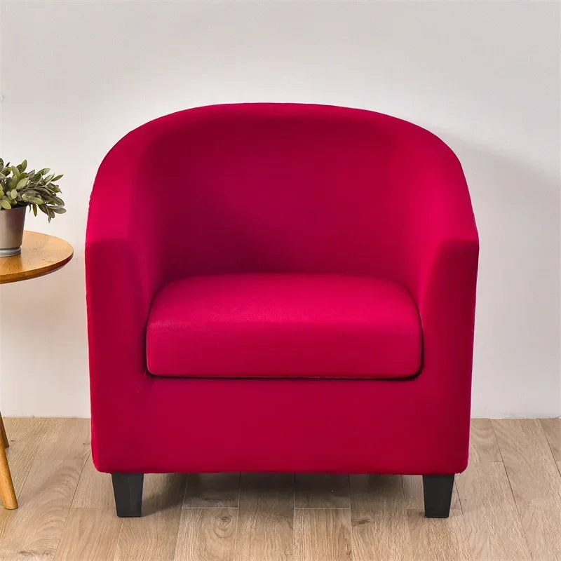 Elastic Club Chair Covers Solid Color Bath Tub Sofa Covers Single Cafe Bar Armchairs Slipcovers with Seat Cushion Cover Home