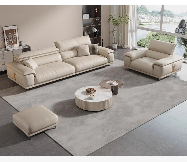 Genuine Leather Italian Living Room Sofa Luxury Lounge Designer Minimalist Sofas Modern Family Muebles Furniture Decoration