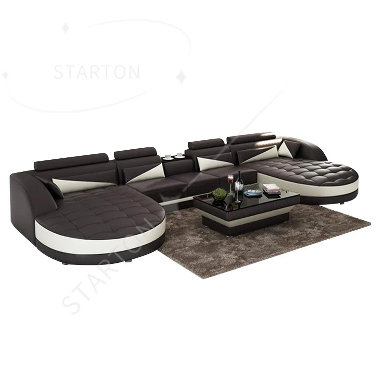 Luxury  Leather Sofa Villa Modern Living Room Couch Set