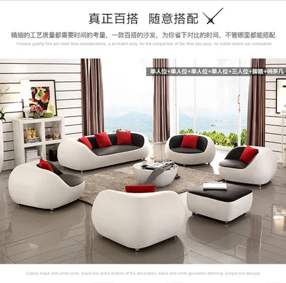 PatioLix Cute Luxury Nordic Sofa Set – Soft Lazy Loveseat & Modern Lounge Puffs