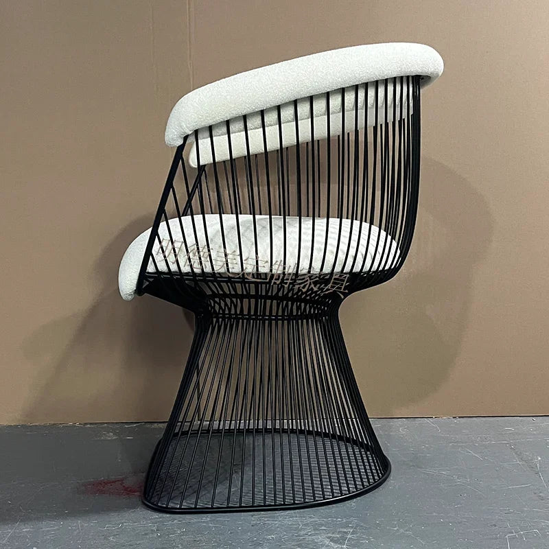 High-end stainless steel dining chair single sofa chair designer home living room wrought iron balcony