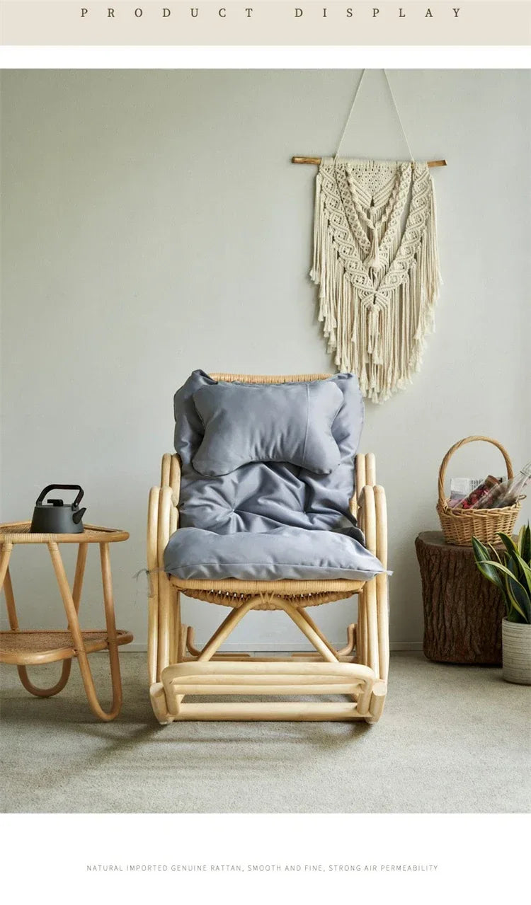Outdoor Balcony Homestay Garden Single Rattan Chairs Living Room Leisure Rocking Chair Home Furniture Adult Lazy Recliner N M