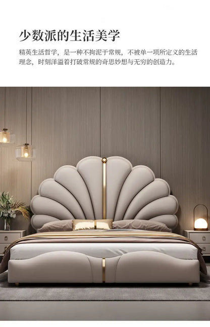 Nordic Aesthetic Double Bed European Queen Twin King Headboard Frame Luxury Cama Casal Furniture  Bed bases and bed frames home