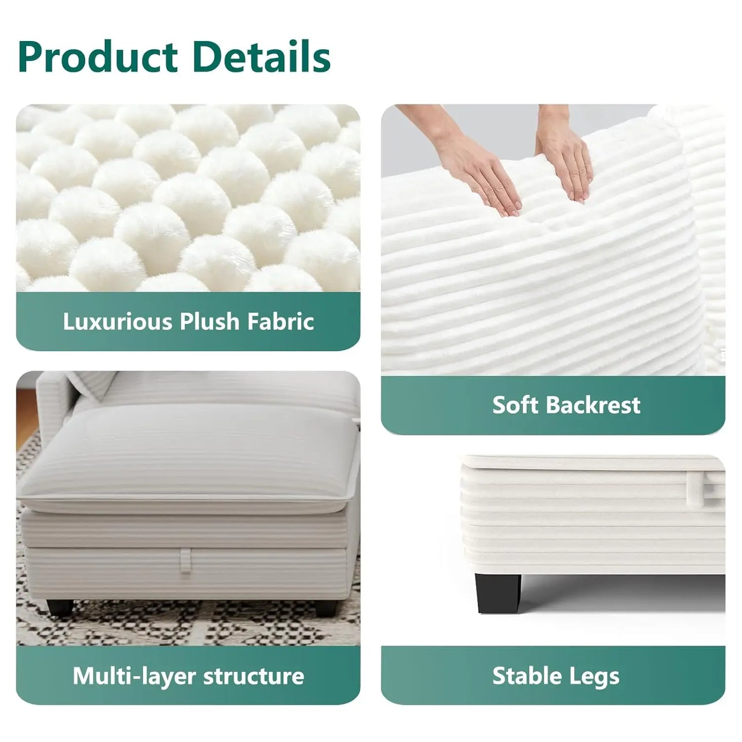 Modular Sectional U Shaped Sofa Couches with Storage Ottoman, Cloud Couch for Living Room, Comfy Sofa with Pillow,, Customized