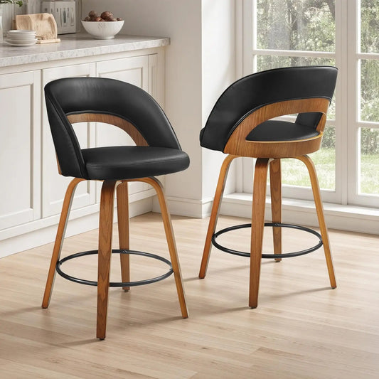 Swivel Counter Stools, Faux Leather Bar Stools with Back, Wooden Counter Height Chairs for Kitchen Island Home Bar,, Customized