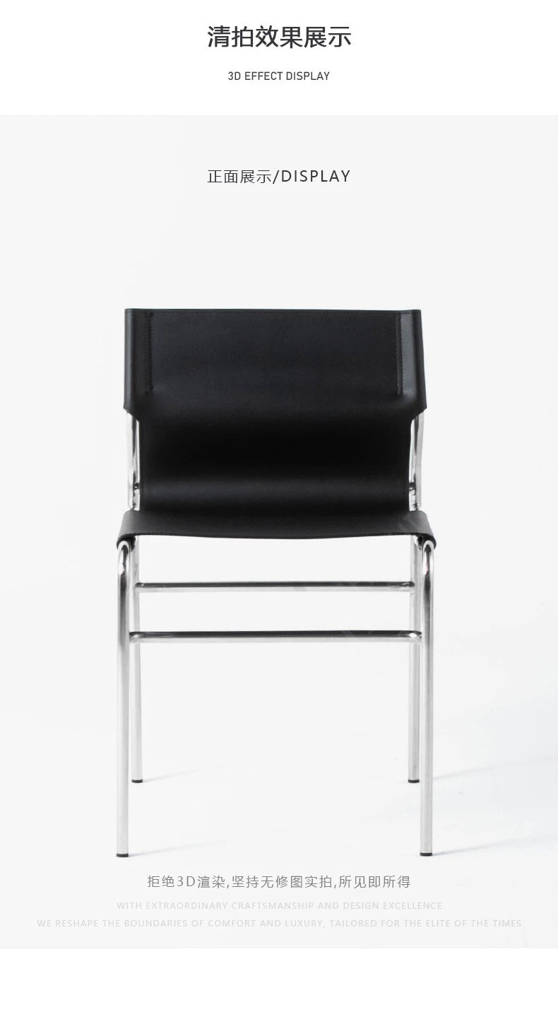 Italian Simple Saddle Chair, Bauhaus Design Dining Chair, Stainless Steel Backrest Chair, Wholesale Available, Home Furniture