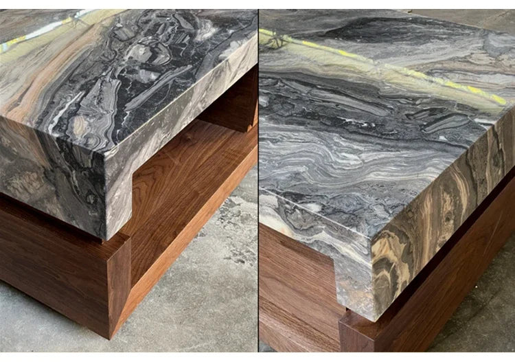 a163  Bulgari black marble luxury stone coffee table living room new walnut light luxury high sense