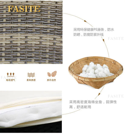 Outdoor round rattan sofa combination garden courtyard semi-circular rattan chair  hotel curved living room sofa