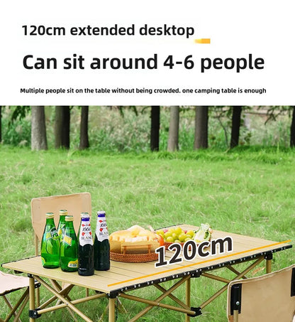 Outdoor folding table Egg roll table Camping table Portable picnic table and chairs Full set Camping equipment supplies