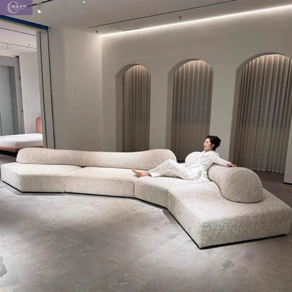 Fabric Sofa Combination Villa Large Apartment Sitting Italian Rock Irregular Special-shaped Large Flat Edta Double-sided