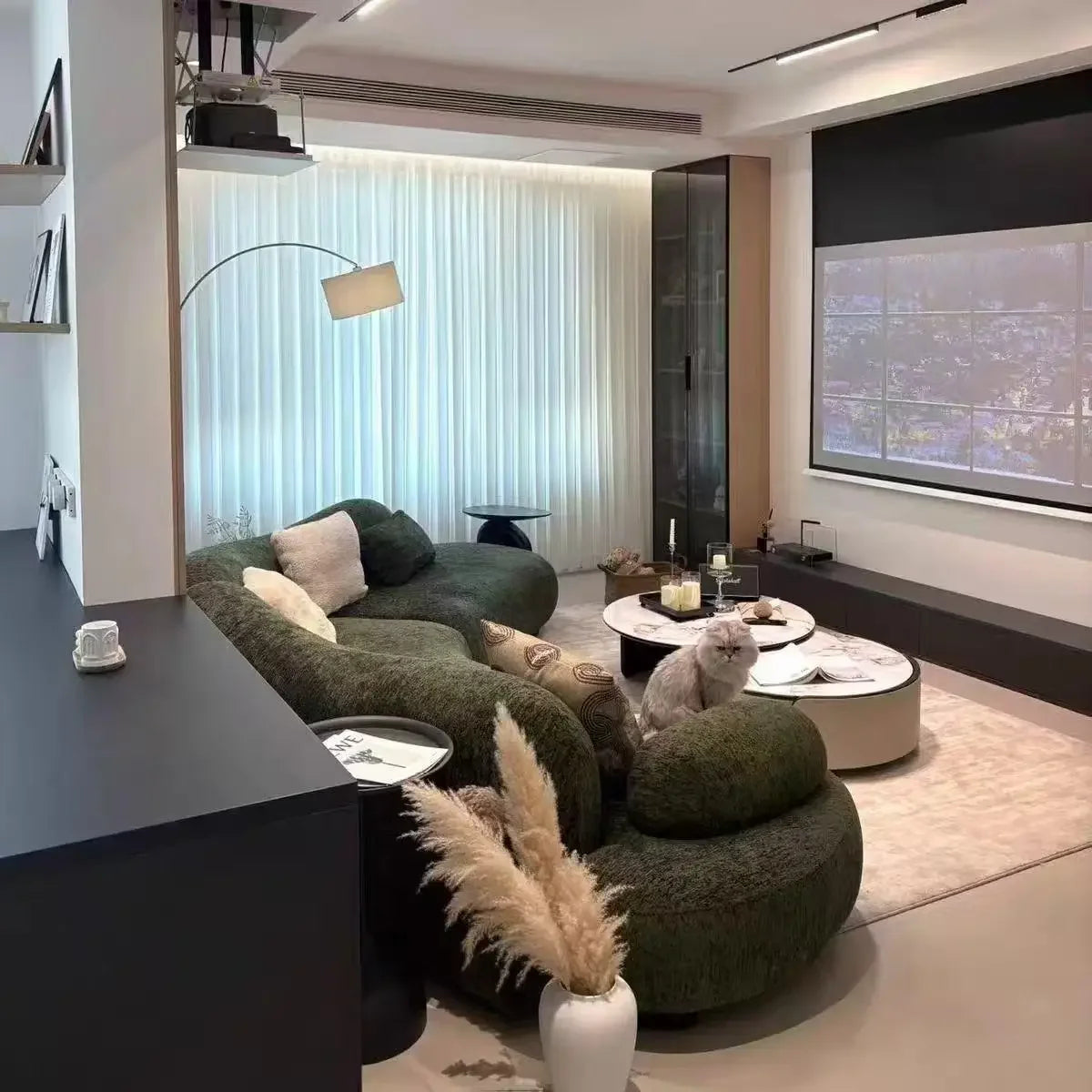 Italian minimalist sea salt sofa living room large flat layer fabric simple modern special-shaped sofa