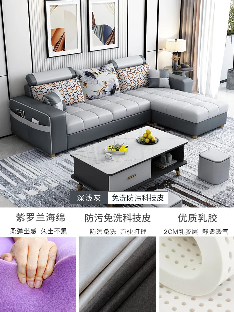 Modern simple fabric sofa living room household small apartment light luxury combination set