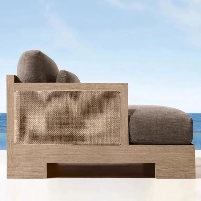 Outdoor Patio Garden Set all Weather Teak Wicker Ubud Modular U-Sofa Sectional Luxury Outdoor Furniture