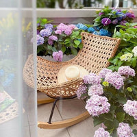 Woven Rattan Rocking Chair with Metal & Wood Base Stylish & Comfortable Seating for Living Room & Balcony Decor