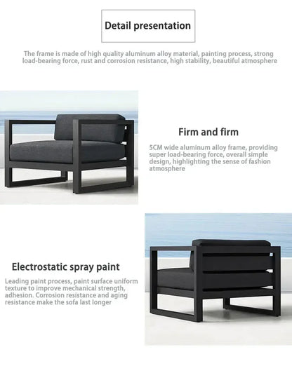 Outdoor Aluminum Alloy Sofa Four Piece Set, Terrace Garden Bar Waterproof Sofa Furniture Set