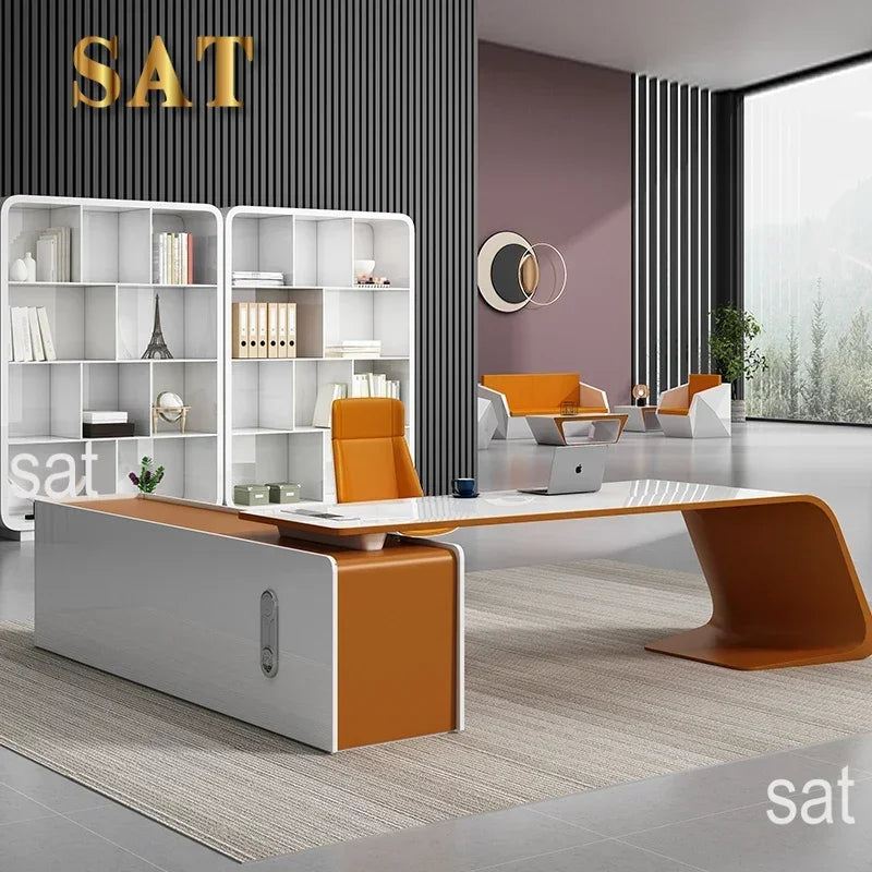 #V New 2024 Boss L Shape Luxury Office Furniture Manager High Tech Modern Executive Ceo Office Desk