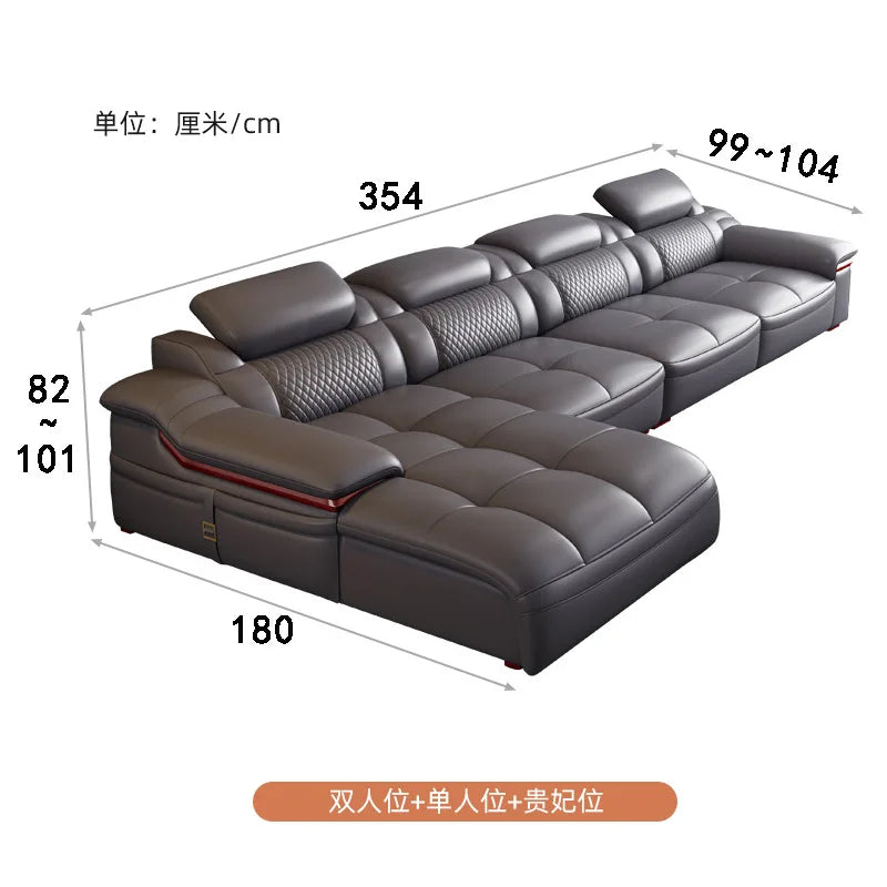 Modern simple leather sofa first layer cowhide living room size corner latex leather sofa