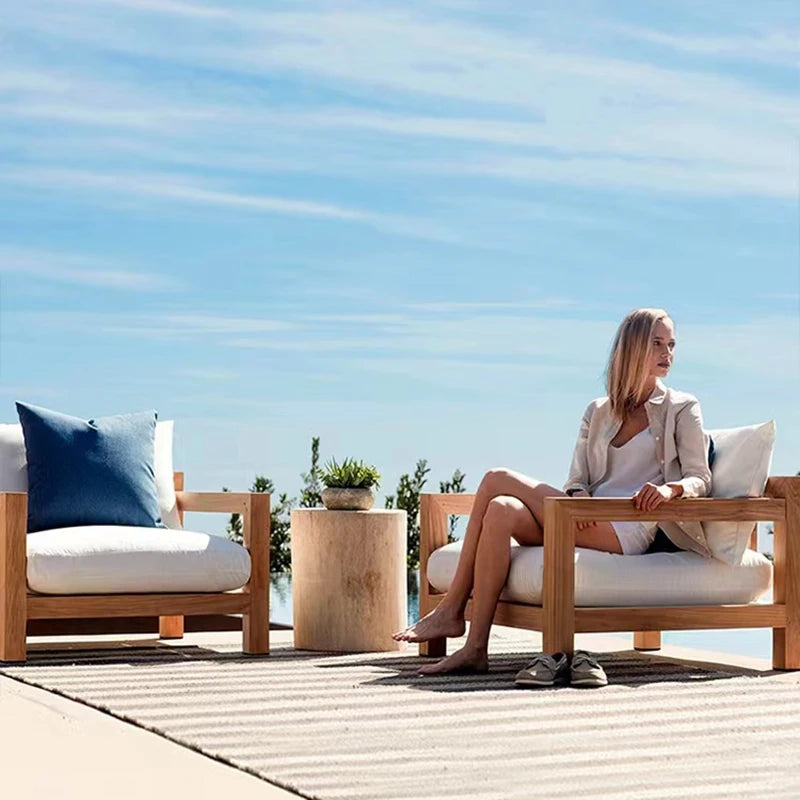 Hotselling All Weather Patio Garden Furniture Hotel Pool Sofa Set Outdoor teak Wood Sofa