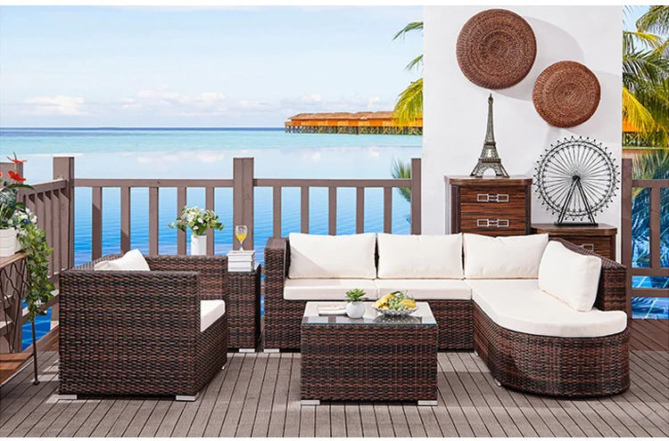 Outdoor sofa leisure balcony set combination villa courtyard sales office lazy rattan furniture small apartment rattan sofa
