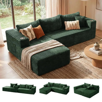 Oversized 108” Boneless Couch, Comfy Cloud Modular Sectional Sofa, L-Shape Sofa with Chaise, Memory Foam, Customized
