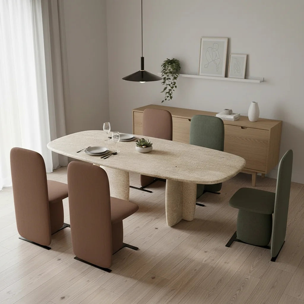 Italian Minimalist Marble Dining Table, Nordic Designer Modern Kitchen Table for Home, Customizable, Safe,, Artful Style