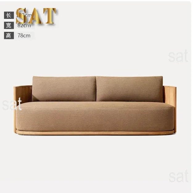 nvModern Simple Courtyard Villa Garden Outdoor Waterproof Sunscreen Anticorrosive Durable Teak Sofa Outdoor Furniture&