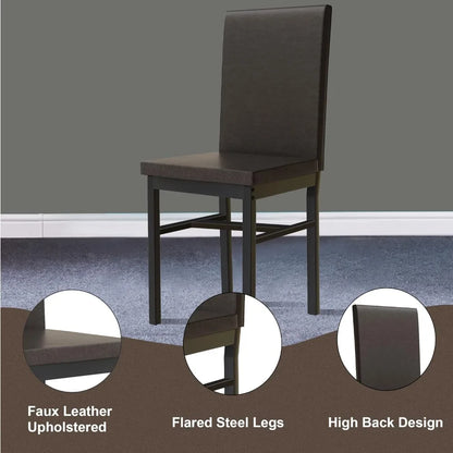 4-piece Dining Table and Chair Set, 5-piece Modern Dining Room Dining Table Set with Faux Marble Top and PU Leather Chairs