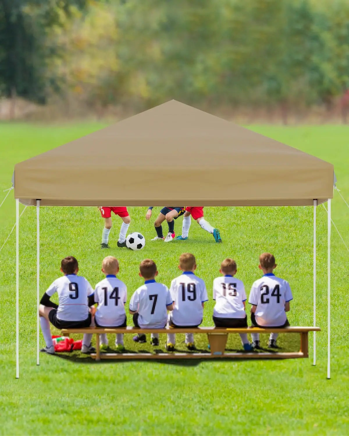 10x10 FT Pop Up Canopy Tent with 3 Adjustable Heights – Outdoor Sun Shade Shelter, 4 Sandbags & Carry Bag, for Parties & Events