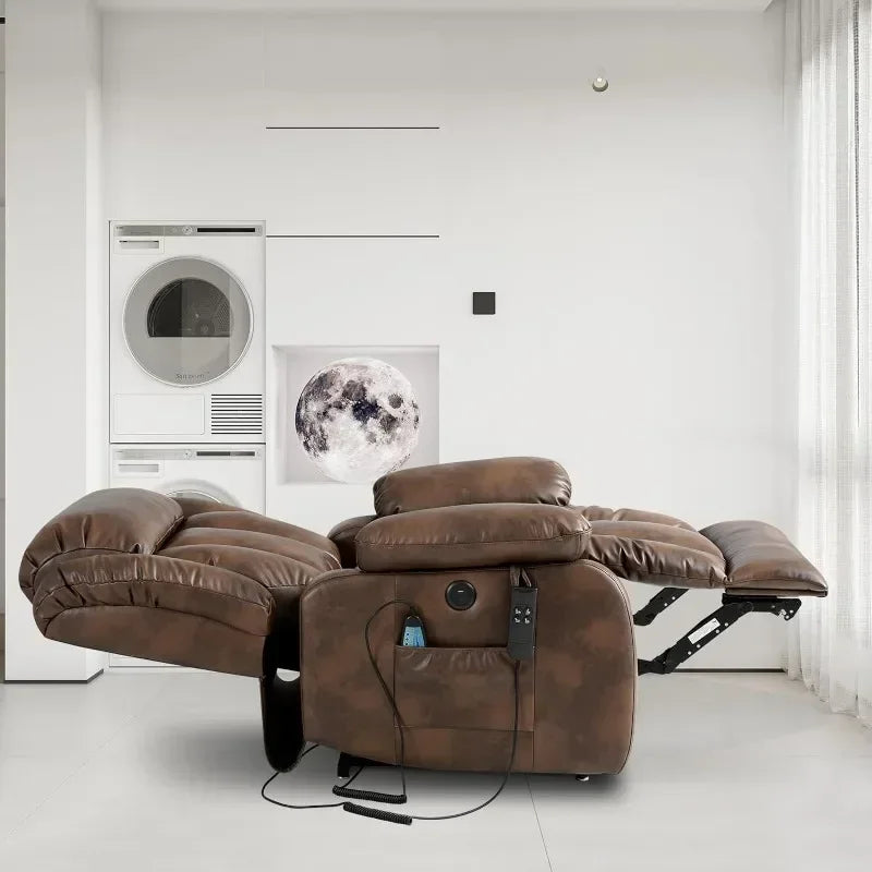 Infinite Position Power Lift Chair Lay Flat Recliner Dual Motor Sleeper Chair With Massage And Heating For Elderly Controllable