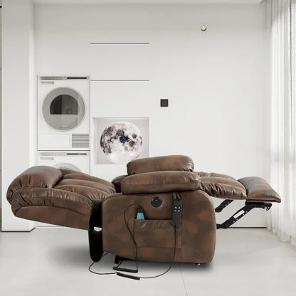 Infinite Position Power Lift Chair Lay Flat Recliner Dual Motor Sleeper Chair With Massage And Heating For Elderly Controllable
