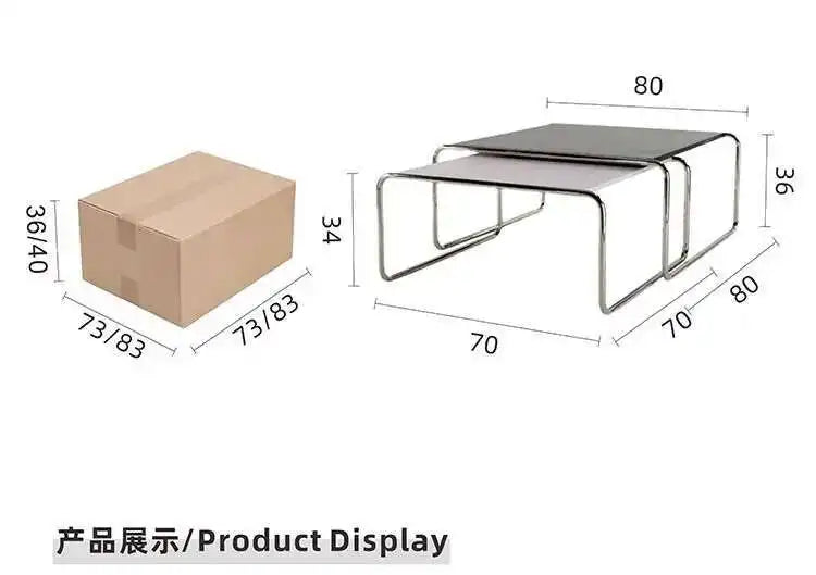 Bauhaus Stainless Steel Medieval Personality Black and White Rectangular Side Several Combination Home Living Room Coffee Table