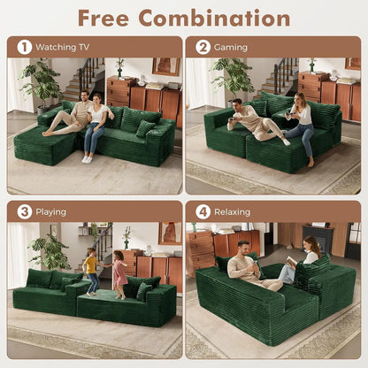 Oversized 108” Boneless Couch, Comfy Cloud Modular Sectional Sofa, L-Shape Sofa with Chaise, Memory Foam, Customized