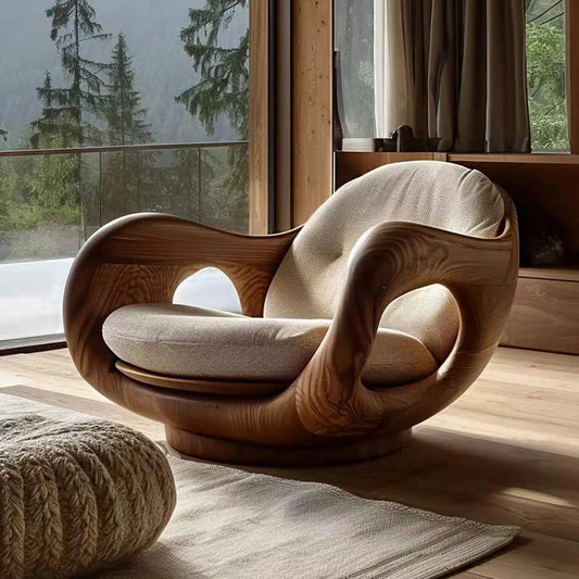 Aesthetic First Class Cabin Single Lounger Chair Reclining French Sun Lounge in Walnut Color Fibreglass Chair