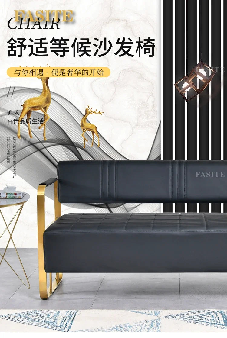 Same light luxury lounge chair, hair salon, nail salon, light luxury stainless steel sofa , lounge area