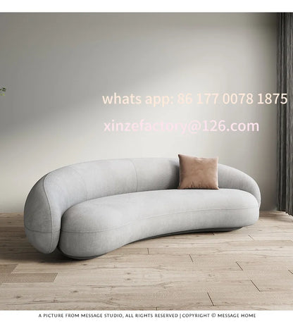 Customizable Curved Triple Sofa Combination Living Room Shaped Lamb Fleece Sofa