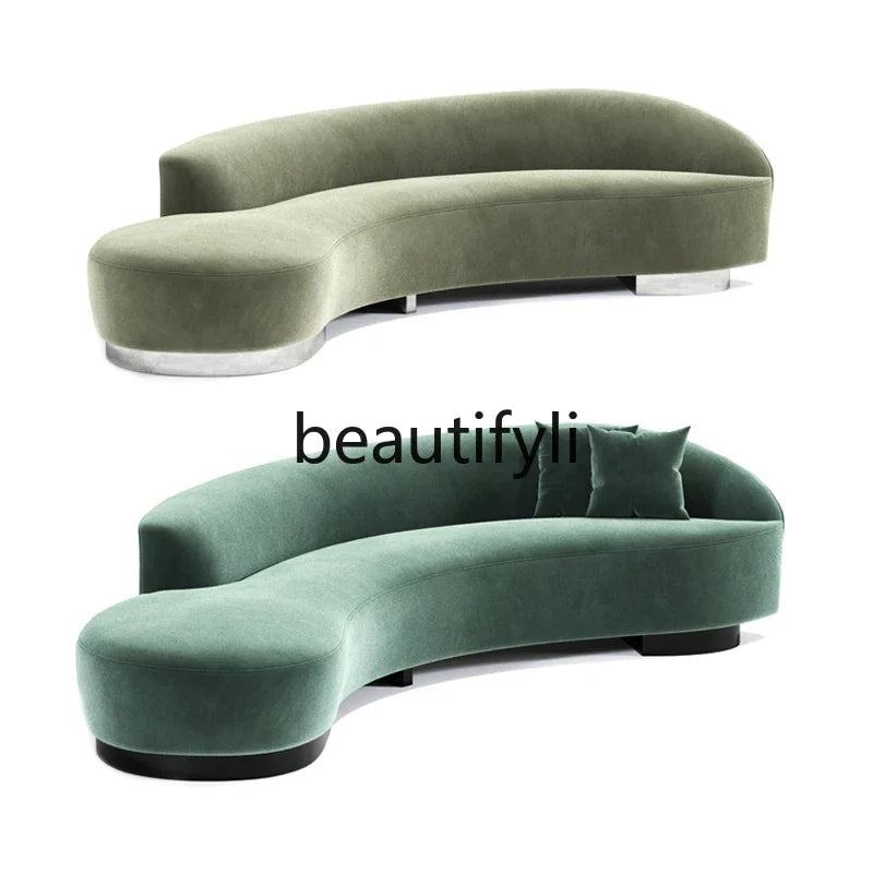 Spot original designer Italian light luxury modern semi-circular curved velvet special-shaped sofa