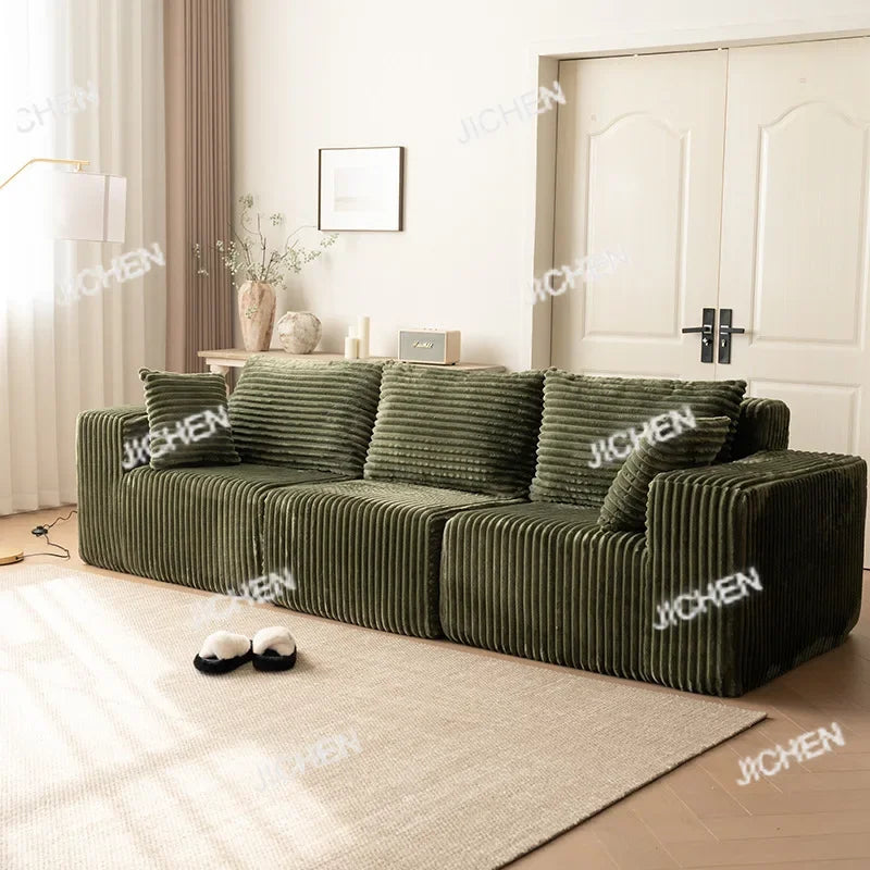 XJQC Living Room Compression Sofa Corduroy Combination Module Modular L-shaped Multifunctional Boneless Compression Sofa Chair