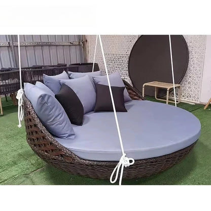 Outdoor Hanging Furniture Bed Swing Hammock Restaurant Rattan Seat Metal Stand Wicker Chairs Day Patio Swings Daybed