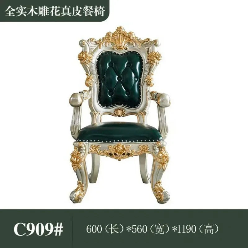 Premium European-style combination dining table and chairs all solid wood flower villa large-sized restaurant