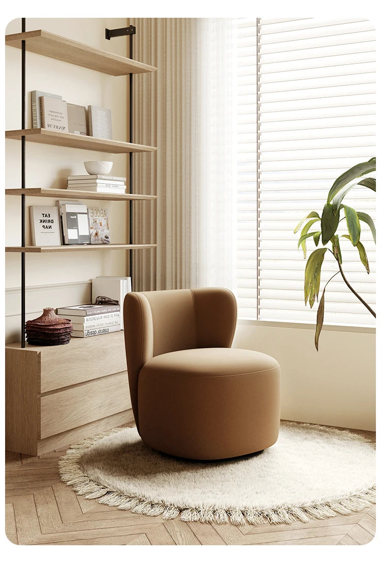 HSingle balcony sofa simple leisure chair rotatable fabric bedroom dressing stool retro light luxury
