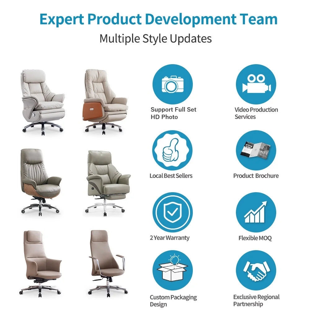 Modern Home Office Executive Chair with Linkage Armrests Relaxation Function Comfortable Workstation Chair